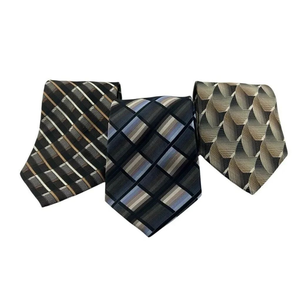 ROBERTO VILLINI Contour Men's 100% Silk Necktie Designer Geometric Striped Lot o